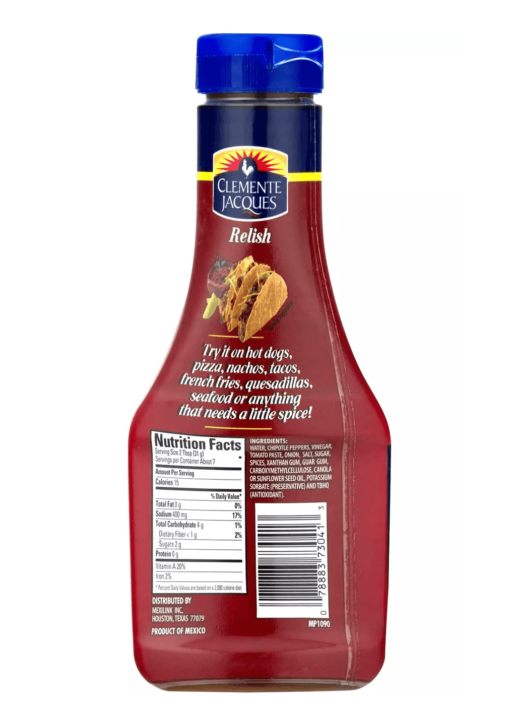 Red Chipotle Hot Relish Clemente Jacques Two (2) Bottles Net Wt. 7fl.oz. (220g)