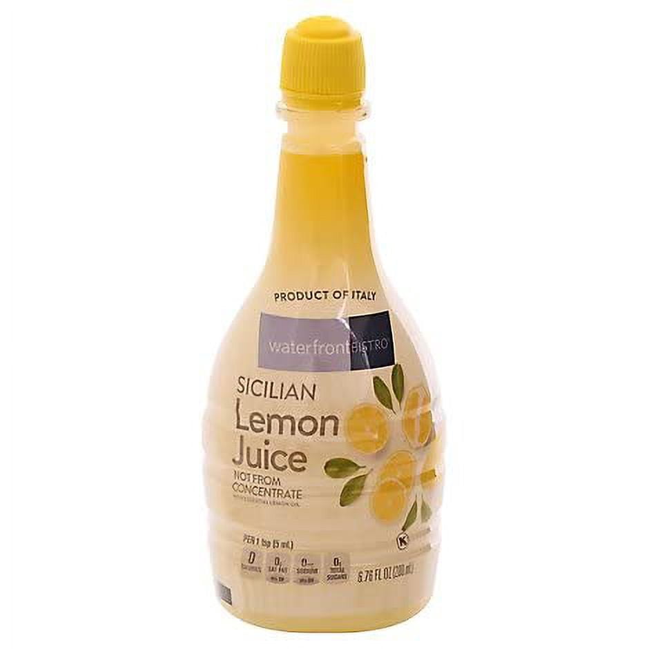 Sicilian Lemon Juice Not from Concentrate with Essentials Lemon Oil Two Squeeze Bottle Net Wt. 6.76 Fl Oz (200mL)