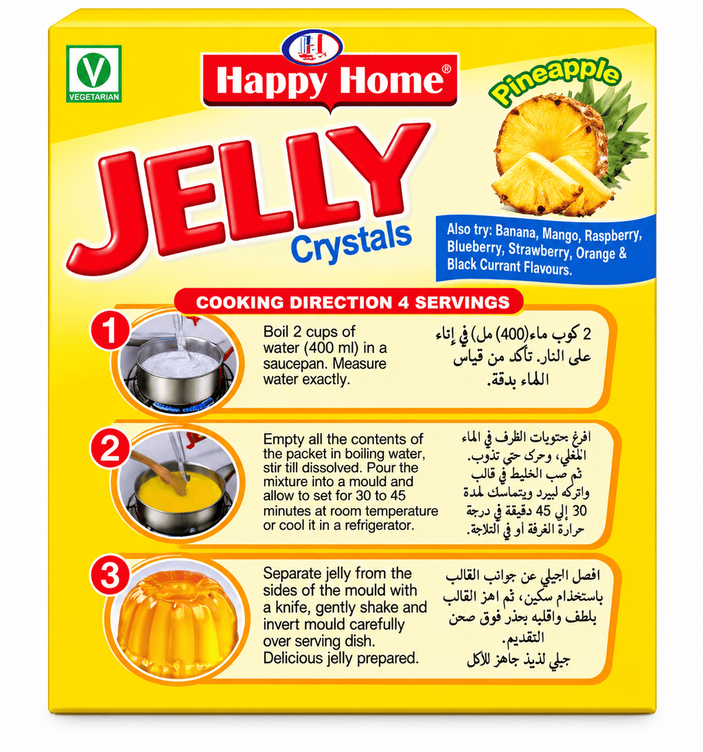 Happy Home Pineapple Halal Jelly Crystals, 80 g Boxes, 6-Pack