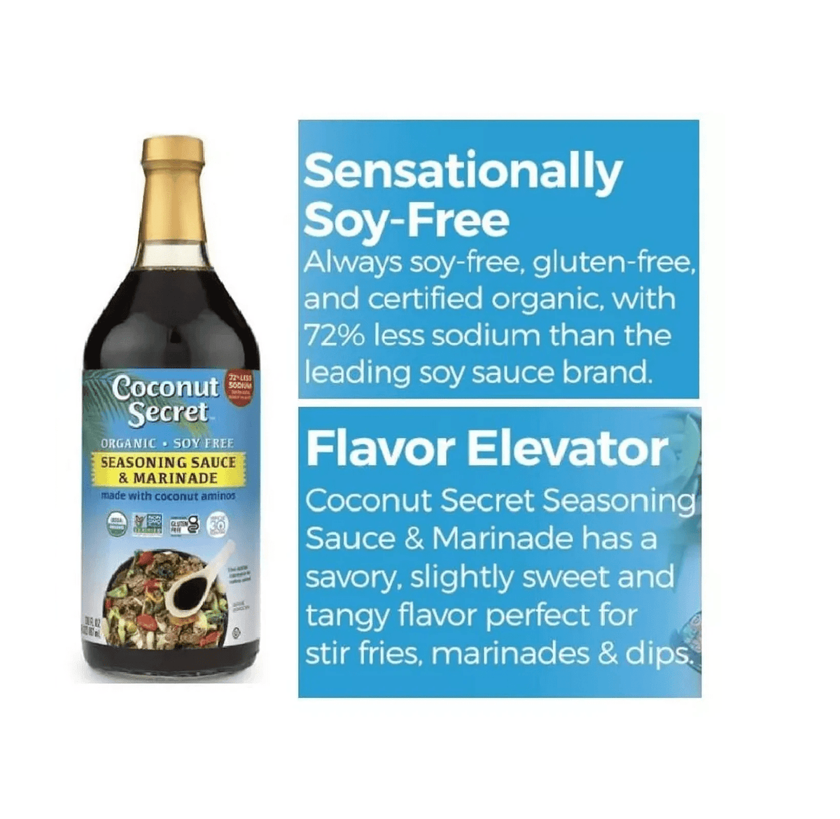 Organic Coconut Aminos Seasoning Sauce & Marinade, One (1) Glass Bottle NT.WT 32 Fl.Oz, (887mL)