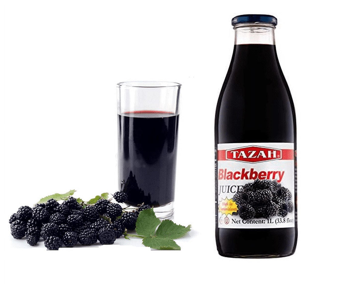 Blackberry Juice Net 33.8 fl.oz (1 Ltr.) - One Glass Bottles - High in Antioxidants