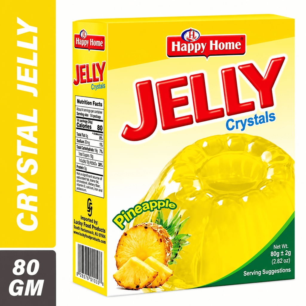 Happy Home Pineapple Halal Jelly Crystals, 80 g Boxes, 6-Pack