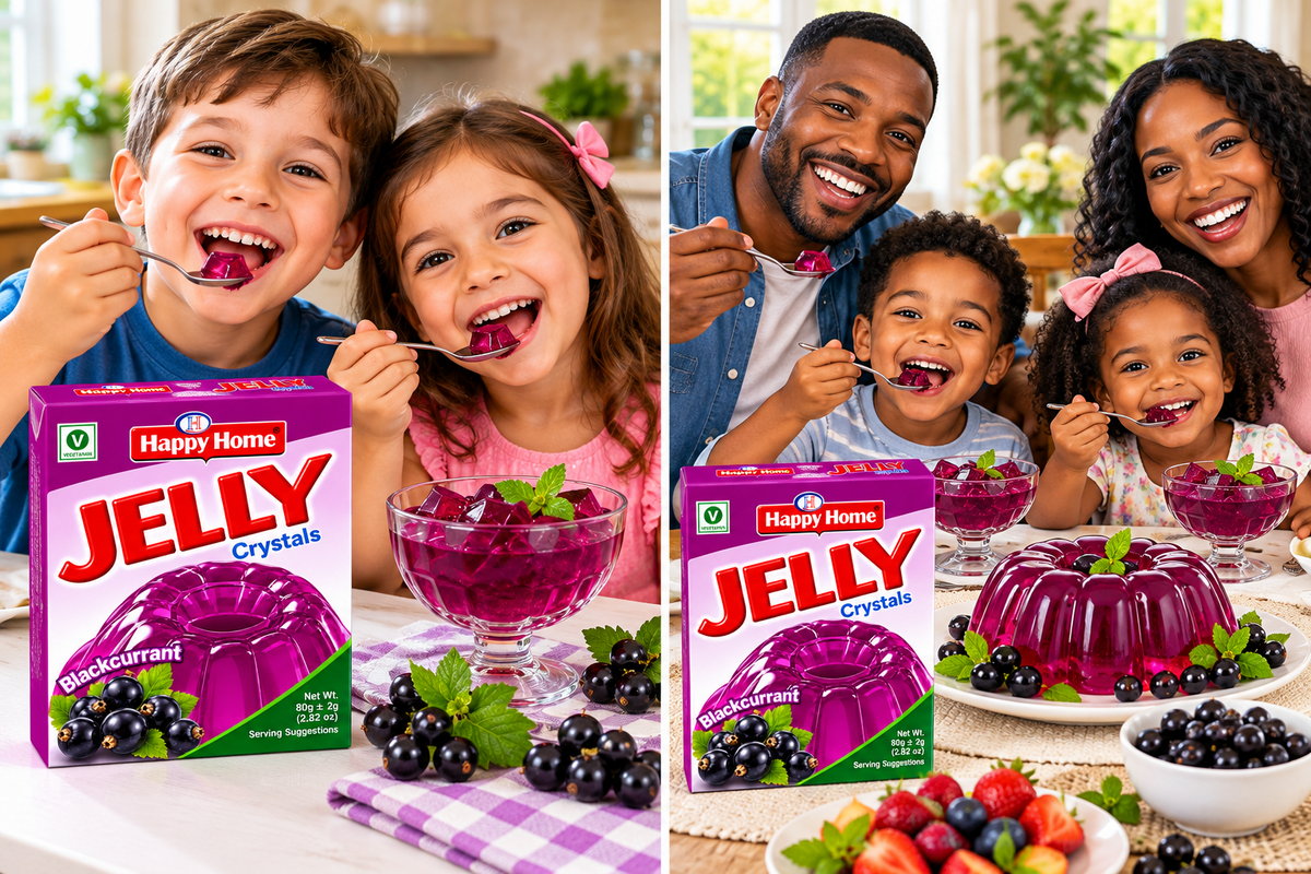 Happy Home Blackberry Halal Jelly Crystals, 80 g Boxes, 6-Pack