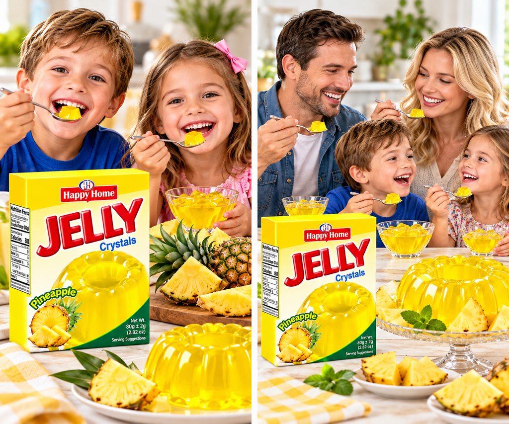 Happy Home Pineapple Halal Jelly Crystals, 80 g Boxes, 6-Pack