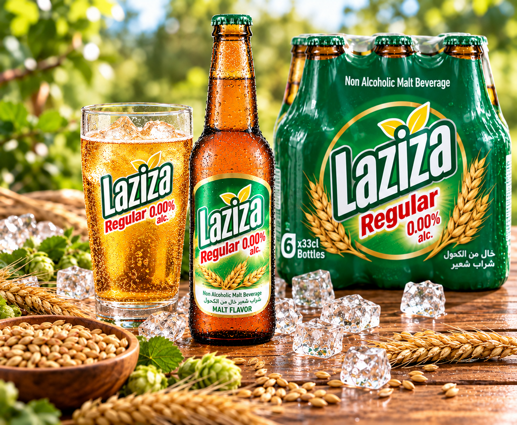Laziza Regular Malt Beverage, One 6-Pack 11.2 Fl. oz. (330ml) Glass Bottles