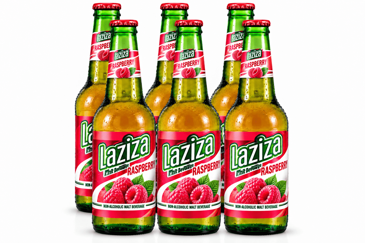 Laziza Raspberry Flavor Malt Beverage Carbonated 6-Pack 11 fl oz (330ml) Glass Bottles