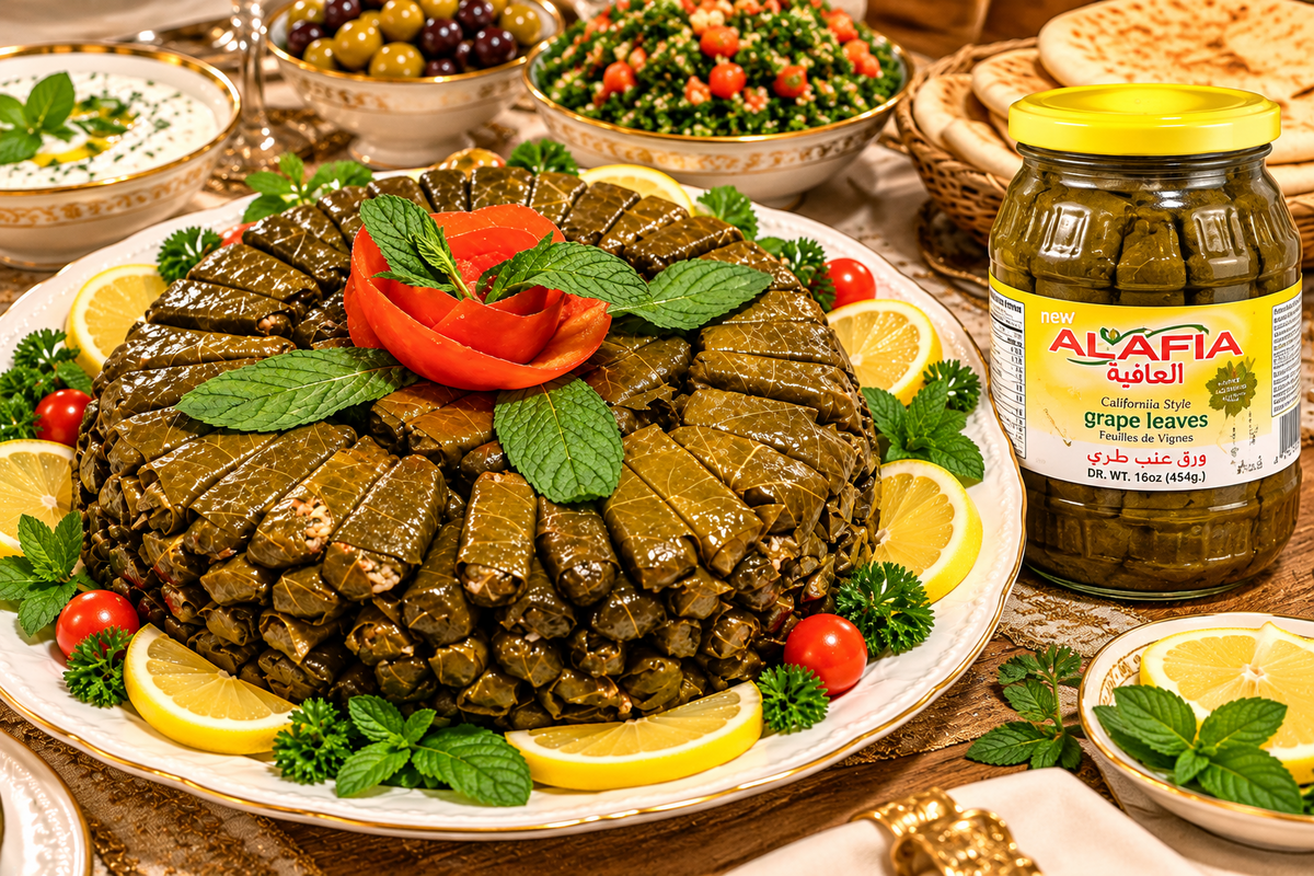 Grape Leaves, Al Afia California Style, DR. WT.16 oz (454g) Pack of 1 Glass Jar