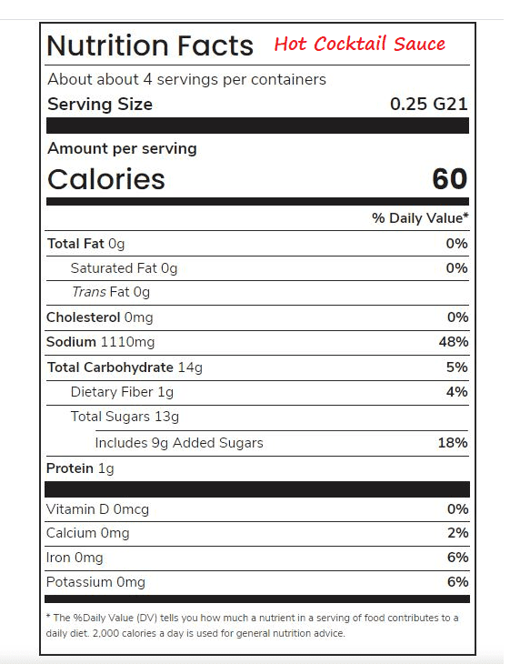 Cocktail Sauce Hot & Mild Combo Two (2) Bottles NT.WT. 10oz. (283g)