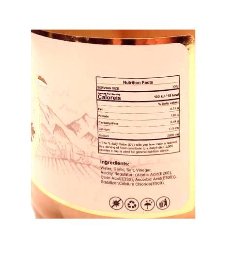 Pickled Garlic Whole in Brine, Crispy and Fresh, Two (2) Glass Jars 24oz (700g)