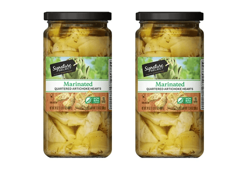 Artichoke Hearts Marinated Quartered Two (2) Glass Jars - 24 Oz. (680g) - DR,WT, 13.4oz. (379g)