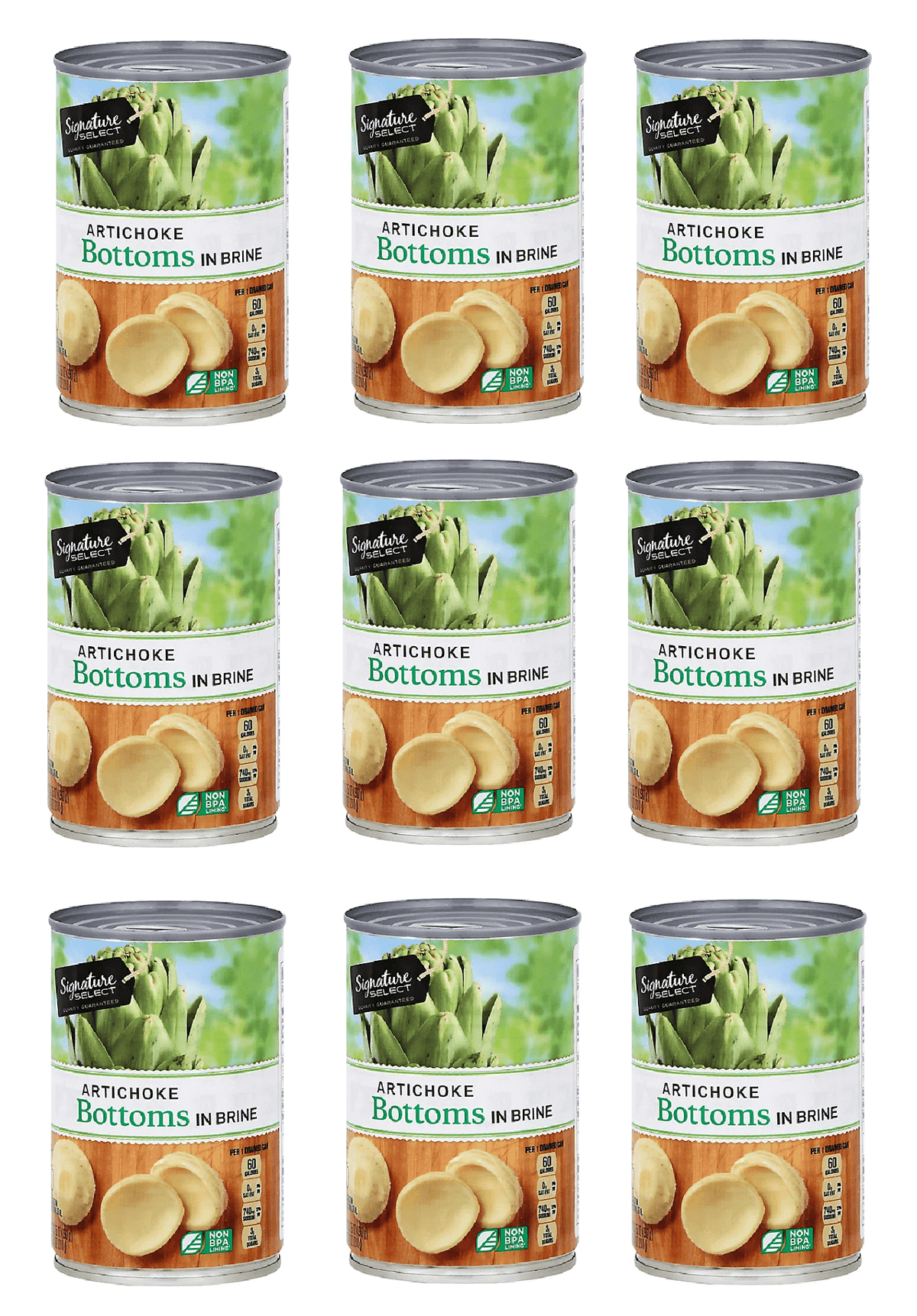 Artichoke in Brine Artichoke Bottoms Canned, 9 Cans, 13.75 Oz