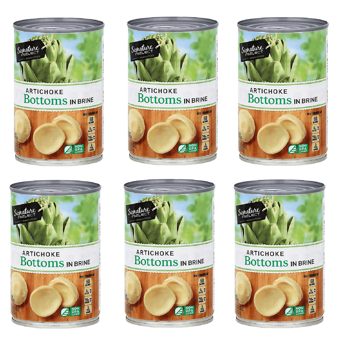 Artichokes in Brine Bottoms, 6 Cans, 13.75 Oz, Gluten-Free