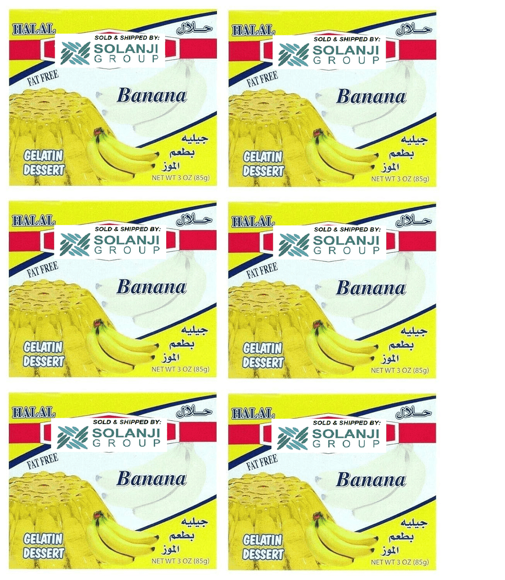 Banana Halal Gelatin Dessert Jell-O 3.oz each - Pack of 6 - جيليه الموز حلال