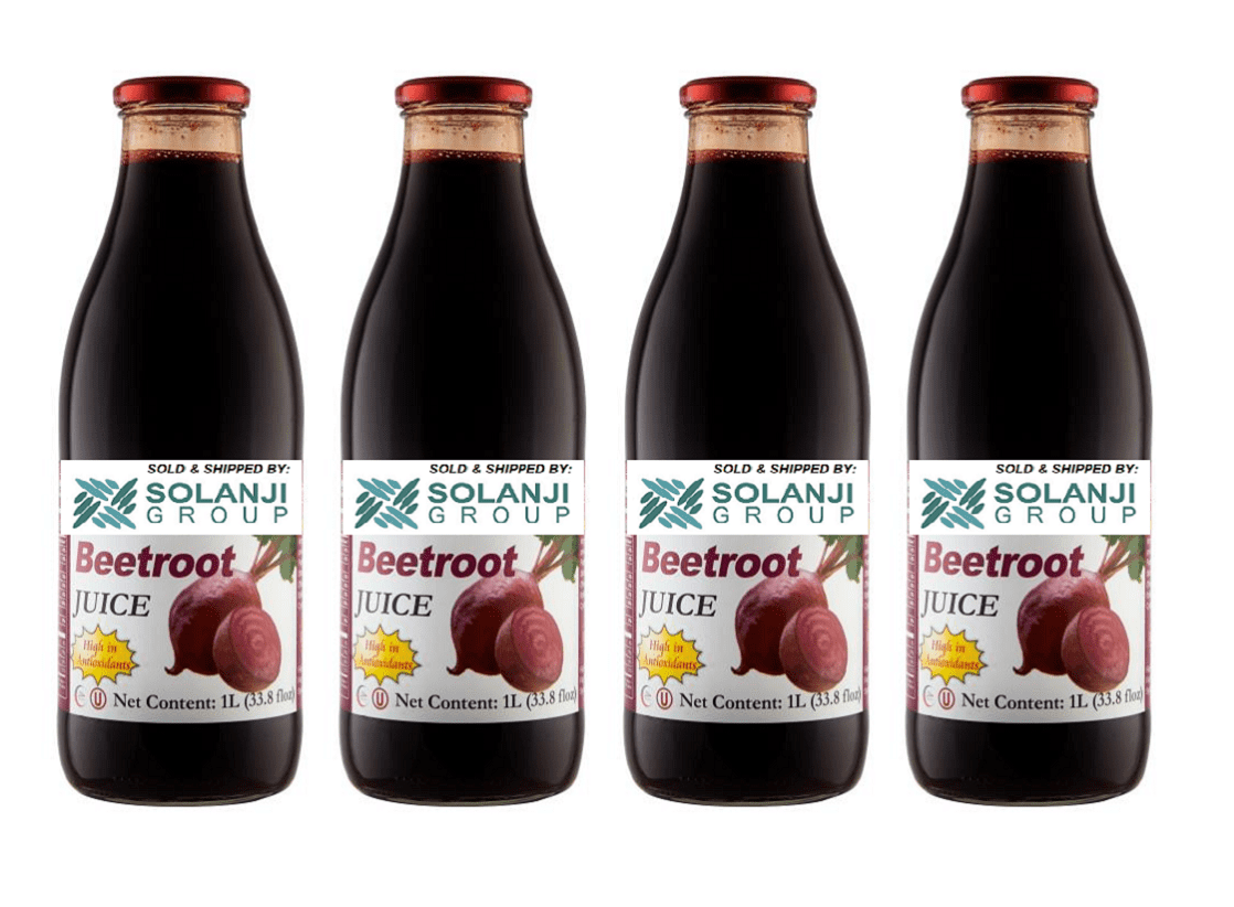 Beetroot Juice Net 33.8 fl.oz (1 Ltr.) - Four (4) Glass Bottles - High in Antioxidants