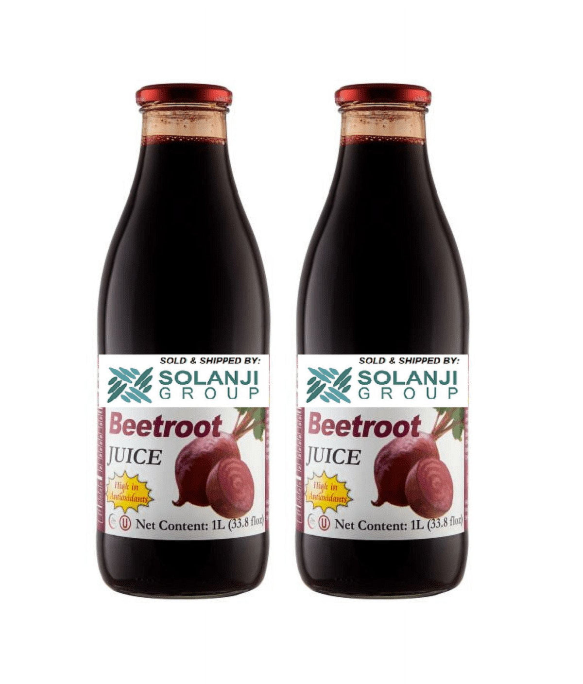 Beetroot Juice Net 33.8 fl.oz (1 Ltr.) - Two (2) Glass Bottles - High in Antioxidants