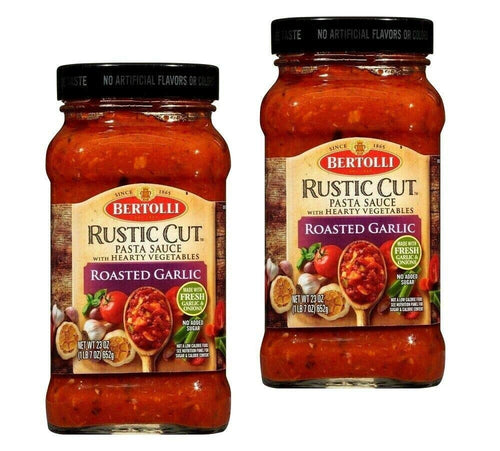 Bertolli Rustic Cut Pasta Sauce Roasted Garlic with Hearty Vegetables 2 Glass Jars 23oz/652g each