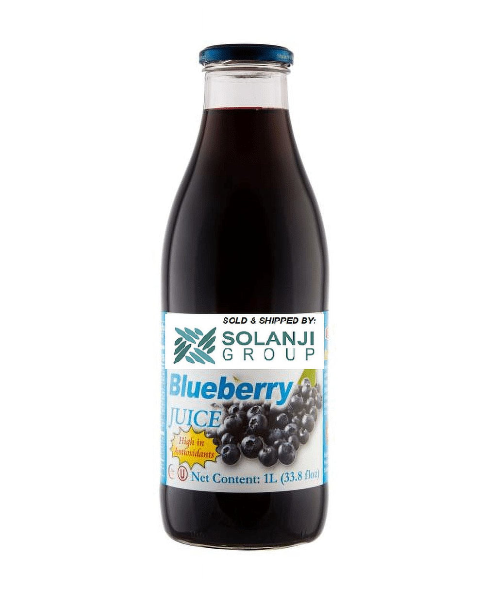 Blueberry Juice Net 33.8 fl.oz (1 Ltr.) - One (1) Glass Bottles - High in Antioxidants