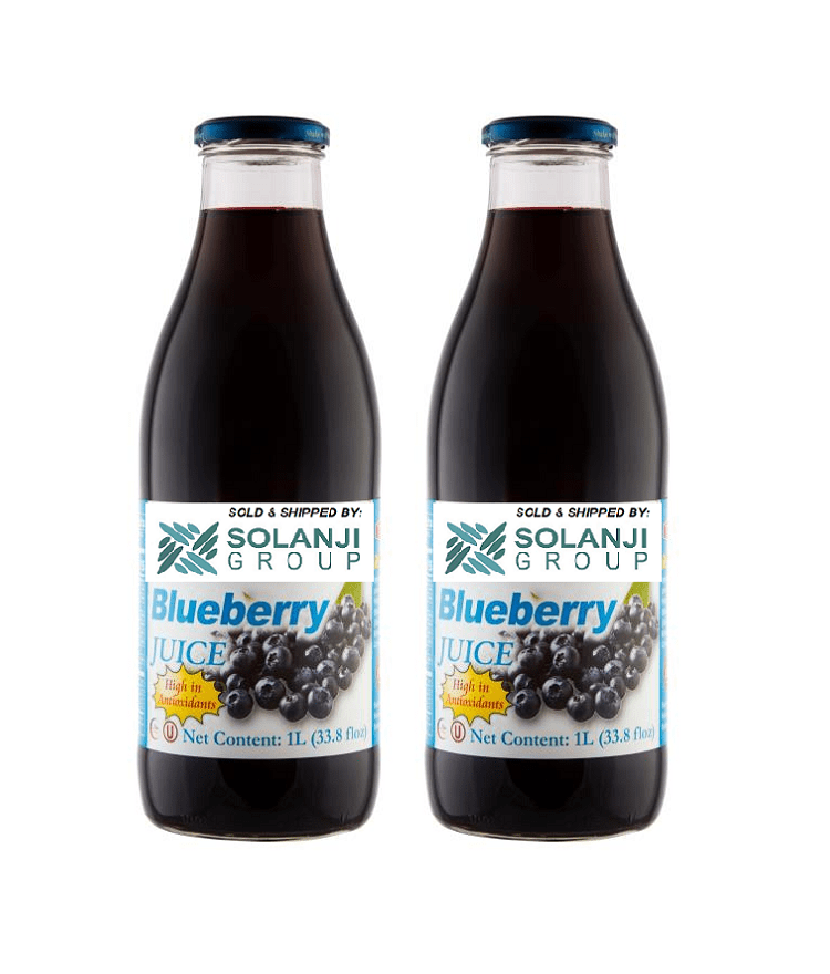 Blueberry Juice Net 33.8 fl.oz (1 Ltr.) - Two (2) Glass Bottles - High in Antioxidants