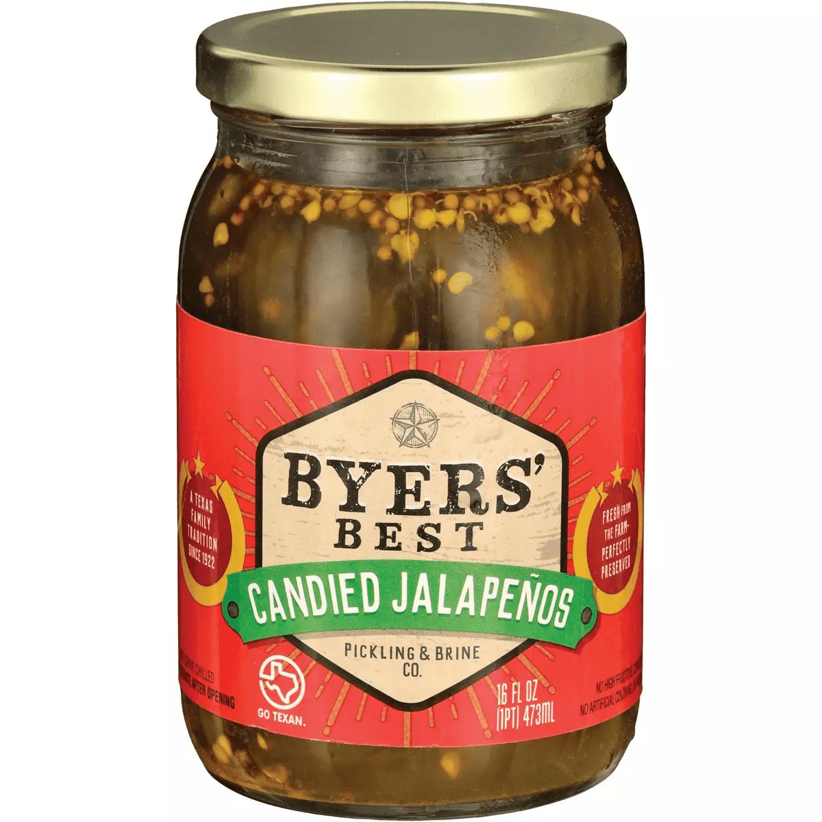 Candied Pickled Jalapenos 16 oz. - One (1) Glass Jar