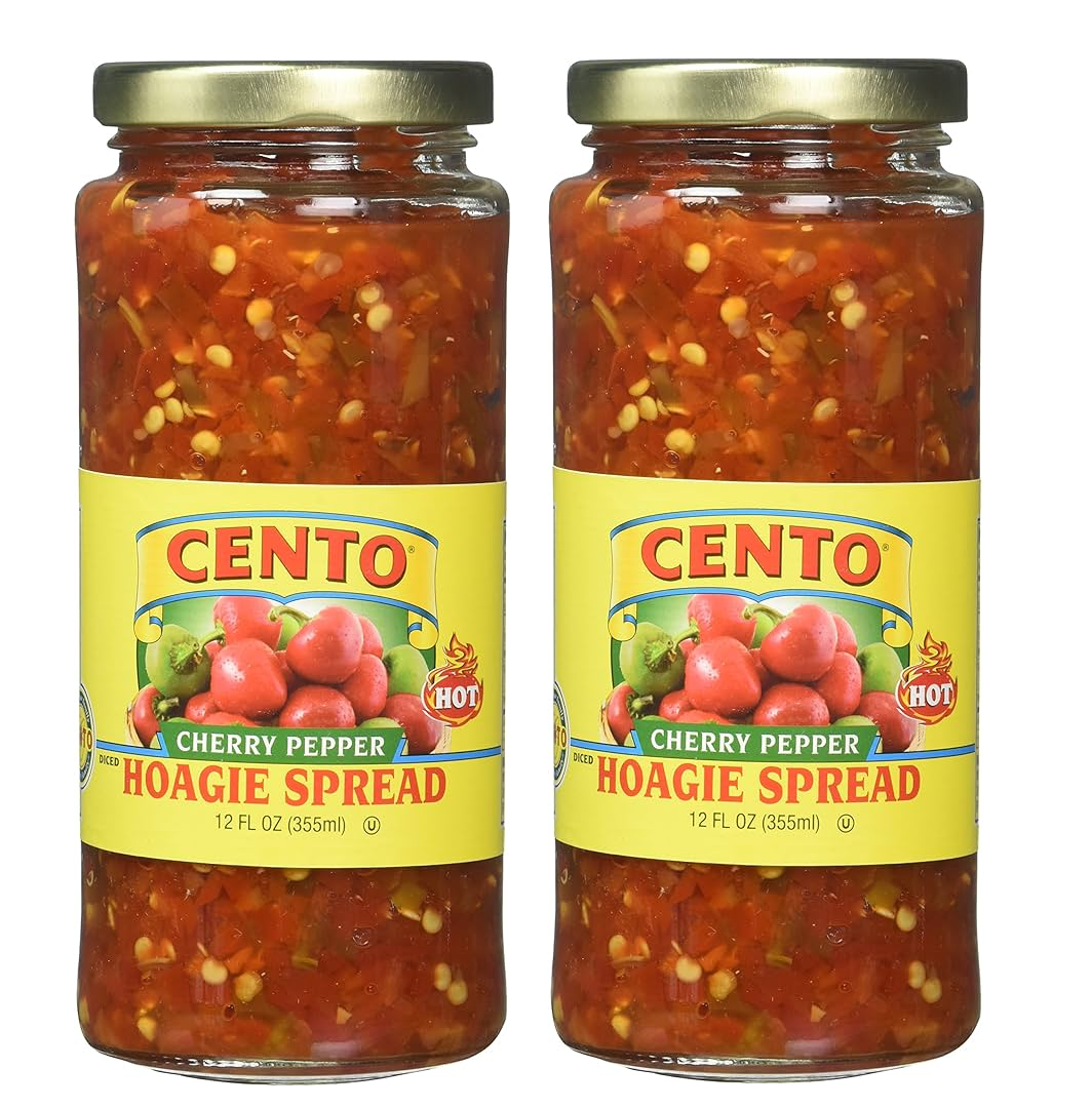 Cento Hot Cherry Peppers Hoagie Spread, Two Glass Jars, 12 Fl Oz, Gluten-Free, Vegetarian