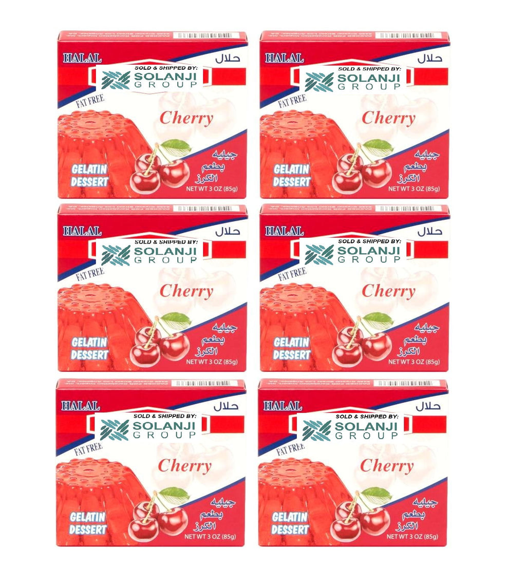 Cherry Halal Gelatin Dessert Jell-O 3.oz each - Pack of 6 - جيليه الكرز حلال