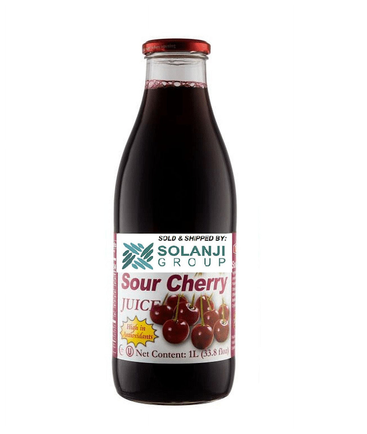 Cherry Juice Net 33.8 fl.oz (1 Ltr.) - One (1) Glass Bottles - High in Antioxidants