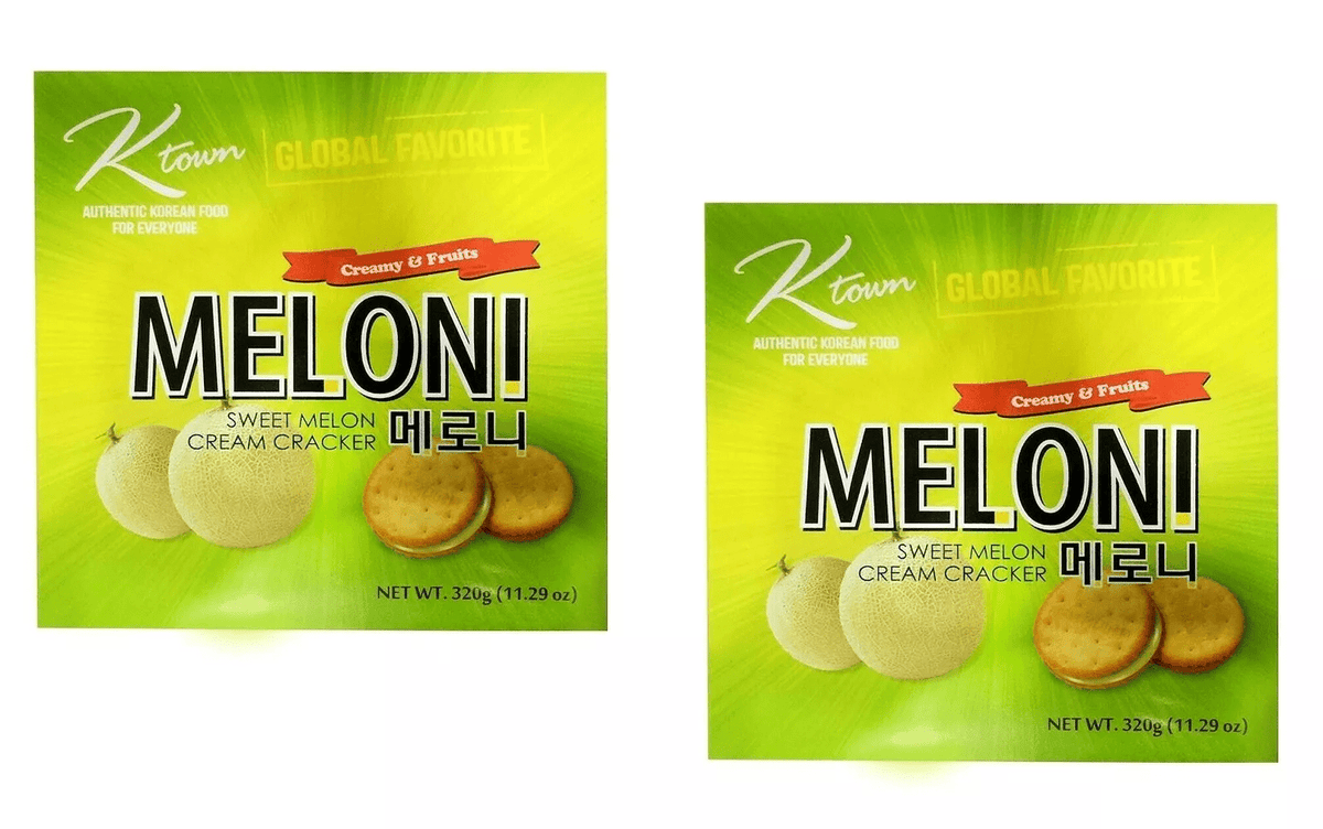 Creamy & Fruits MELONI Sweet Melon Cream Crackers 2 Pack 11.29 Oz. 320g.