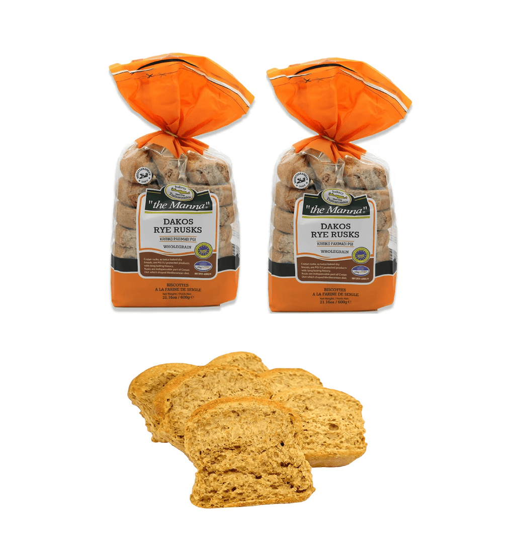 Dakos Wholegrain Rye Rusks 2 Bag Nt. Wt. 14.11oz/400g