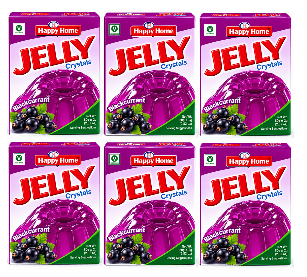 Happy Home Blackberry Halal Jelly Crystals, 80 g Boxes, 6-Pack