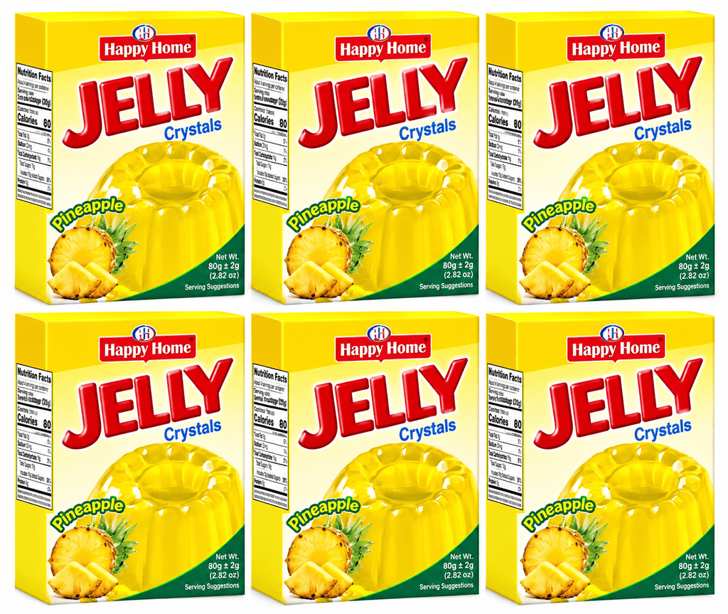 Happy Home Pineapple Halal Jelly Crystals, 80 g Boxes, 6-Pack
