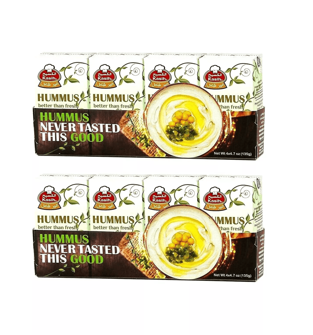 Kasih Hummus with Tahini, 8 Mini Packets, 135g/5oz Each
