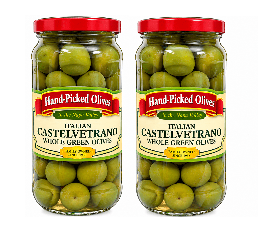 Italian Castelvetrano Whole Green Olives 2 Glass Jars DR. WT. 10 oz (283g)