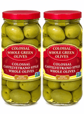 Italian Colossal Castelvetrano Style Whole Olives - 2 Glass Jars N.W. 10oz-283g