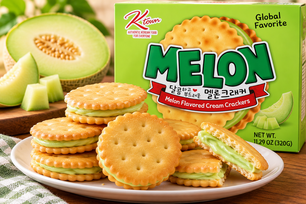 Creamy & Fruits MELONI Sweet Melon Cream Crackers 2 Pack 11.29 Oz. 320g.
