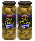Ode to Olives Texas Size Pitted Green Olives 2 Glass Jars - DR. WT. 9.5 oz ( 269g