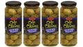Ode to Olives Texas Size Pitted Green Olives 4 Glass Jars - DR. WT. 9.5 oz ( 269g)