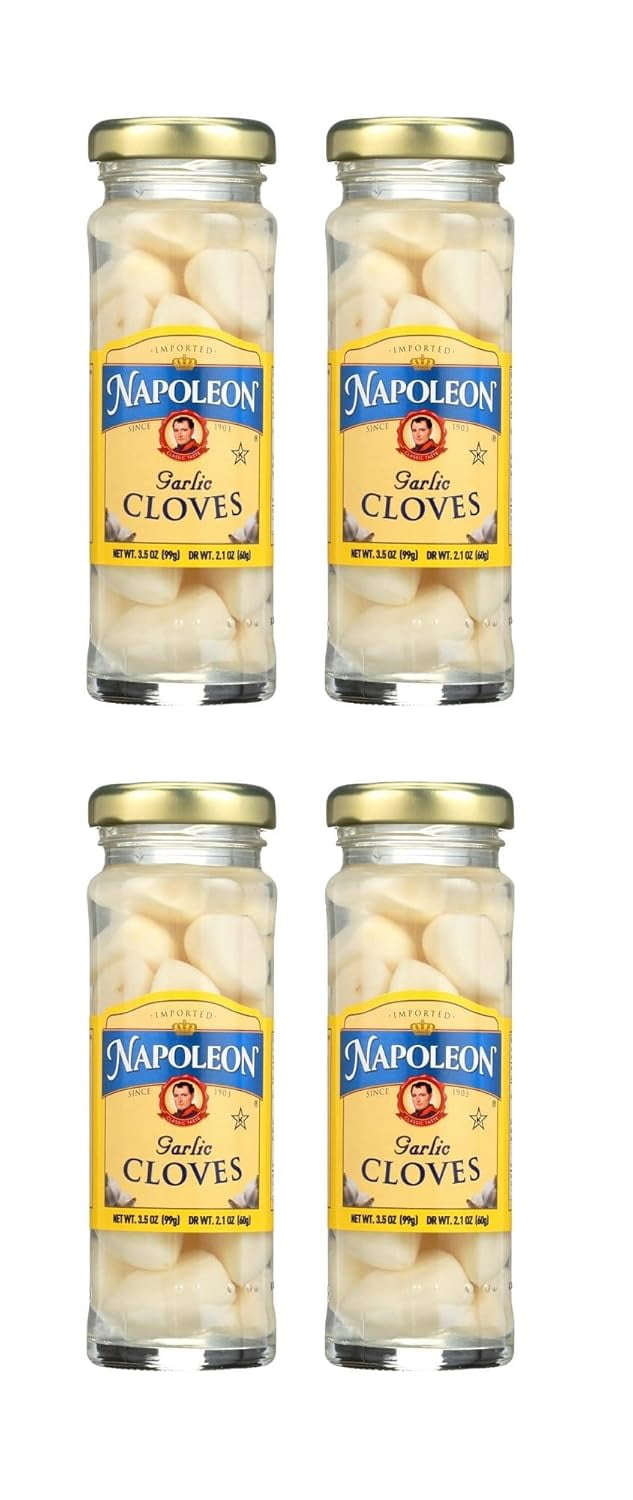 Pickled Garlic Cloves Four (4) Small Glass Jars NT. WT. 3.5oz.