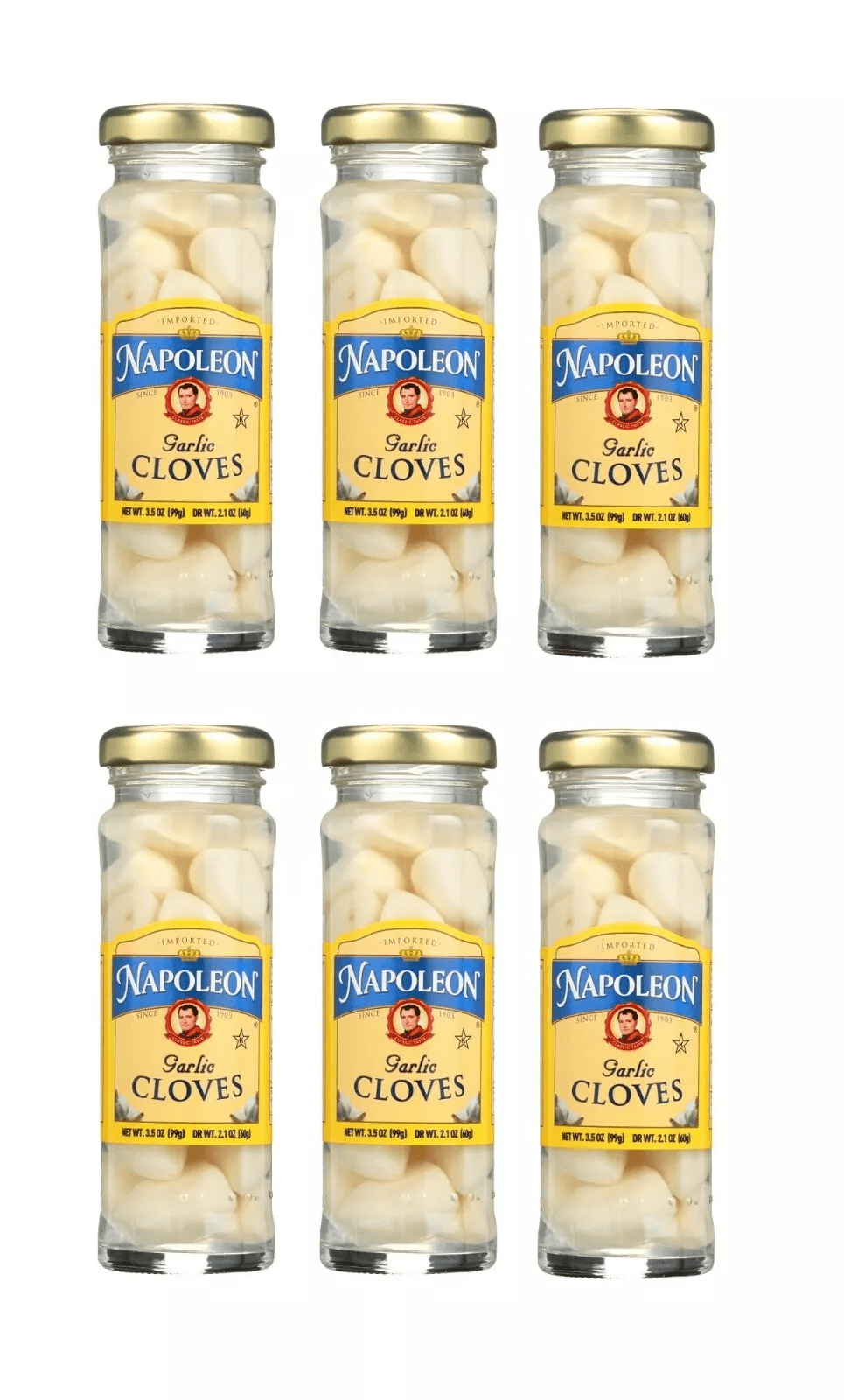 Pickled Garlic Cloves Six (6) Small Glass Jars NT. WT. 3.5oz.