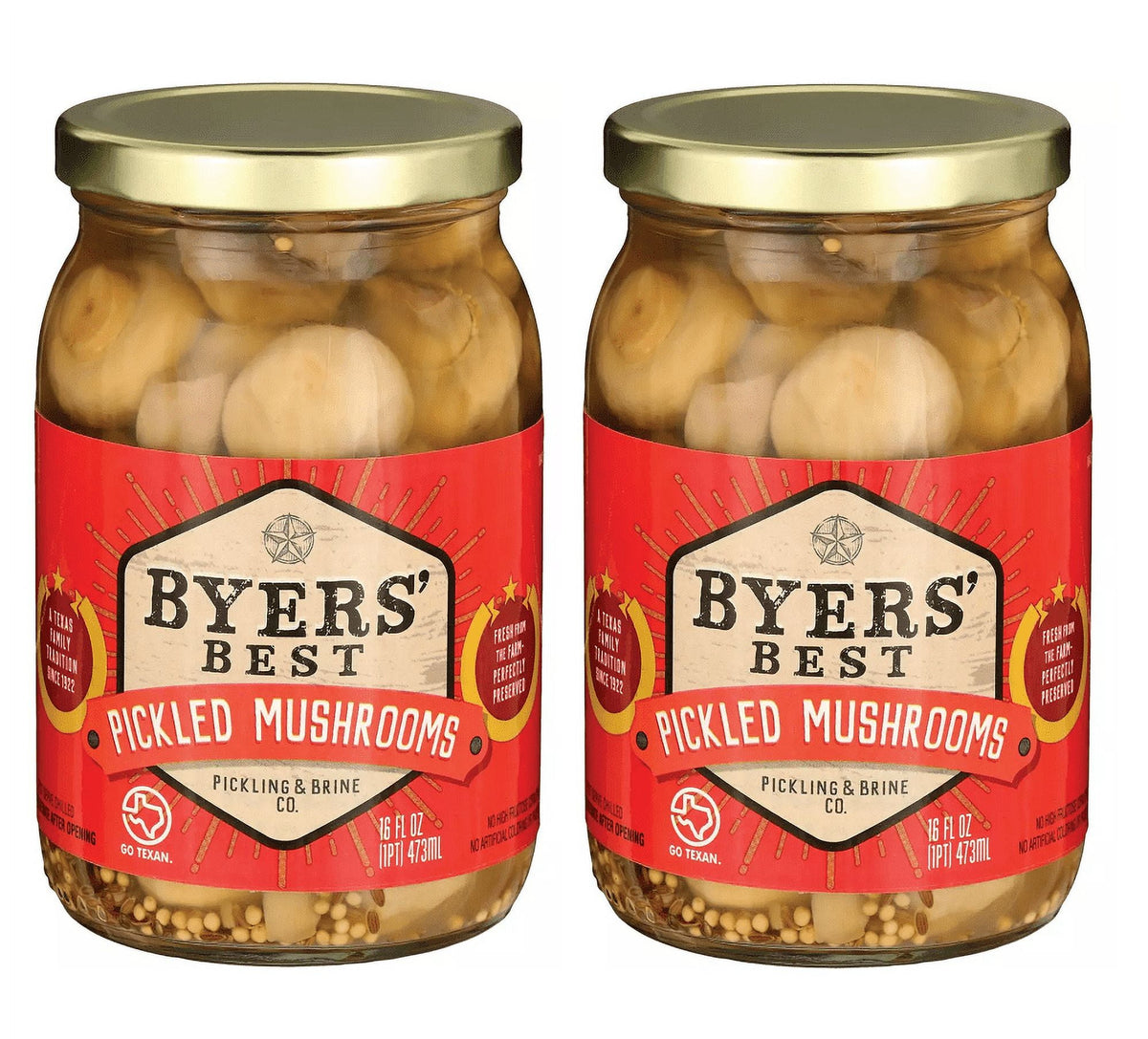 Pickled Mushrooms with Garlic and Spices 160z. Two (2) Glass Jars