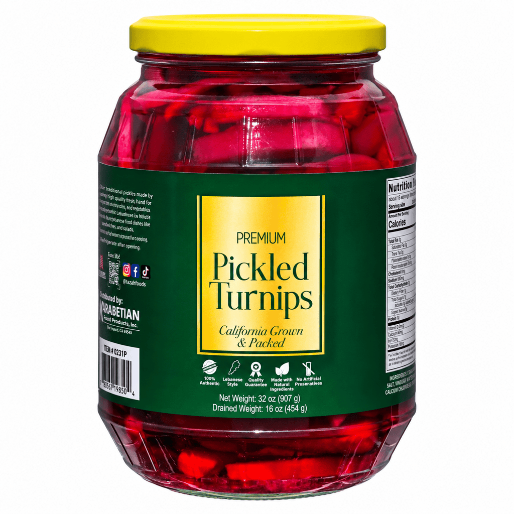 Pickled Turnips Lebanese Style One (1) Single Glass Jar 32oz - Drain Wt. 16oz