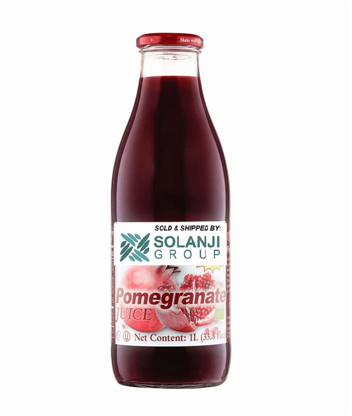 Pomegranate Juice Net 33.8 fl.oz (1 Ltr.) - One (1) Glass Bottle - High in Antioxidants