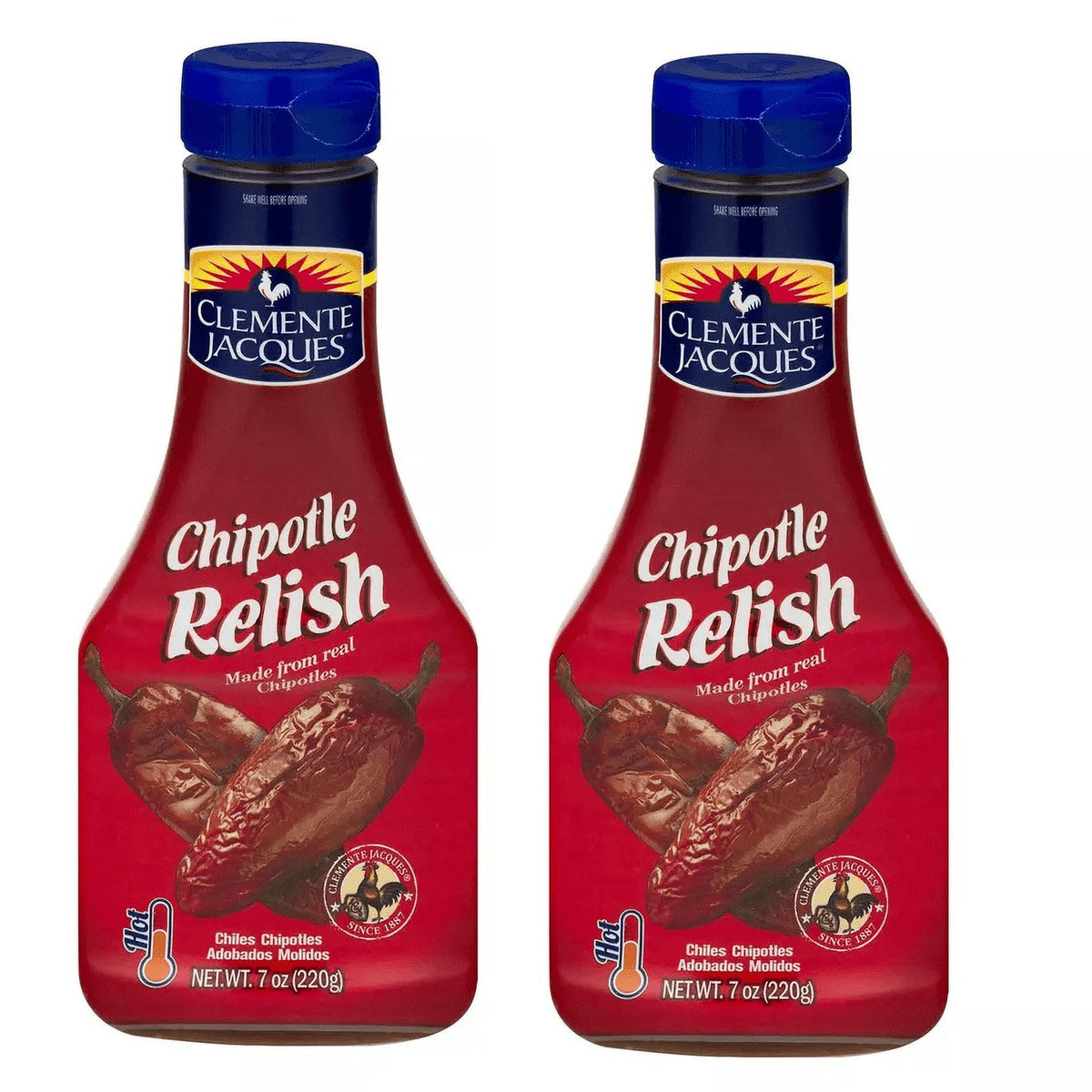 Red Chipotle Hot Relish Clemente Jacques Two (2) Bottles Net Wt. 7fl.oz. (220g)