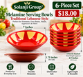 Melamine Bowls - Lebanese Traditional Hummus & Foule Mudammas (6) Standard Size Bowls 7" x 1.75"