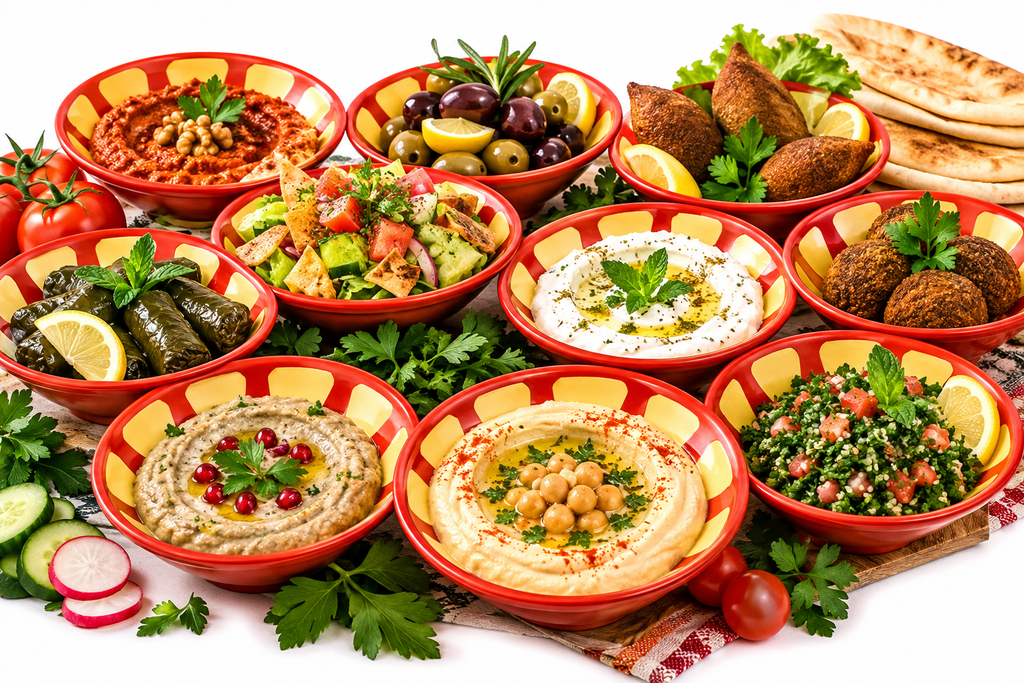 Melamine Bowls - Lebanese Traditional Hummus & Foule Mudammas (6) Standard Size Bowls 7" x 1.75"