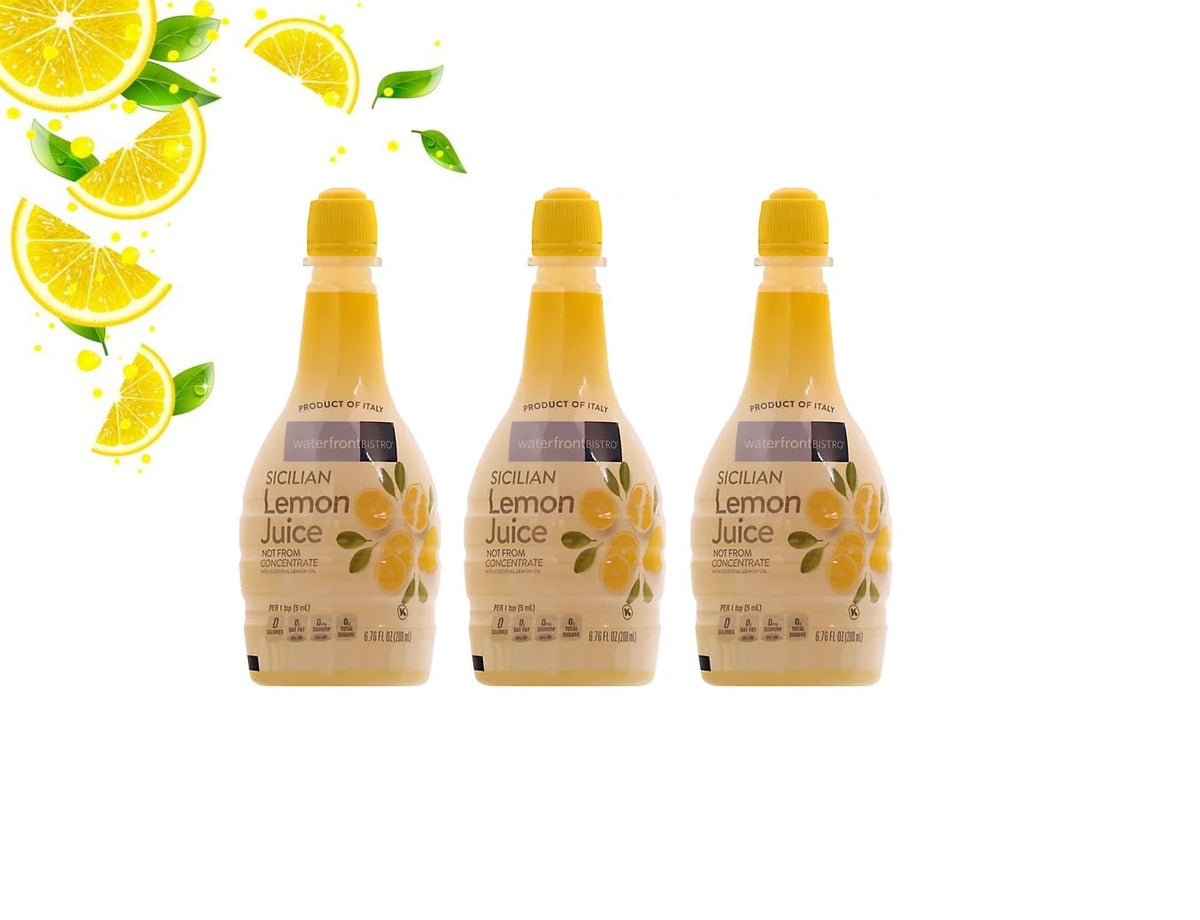 Sicilian Lemon Juice Not from Concentrate with Essential Lemon Oil (Product of Italy) Squeeze Bottle Type, 3 Bottles Net Wt. 6.76 Fl Oz (200mL) (6.76 fl.oz,