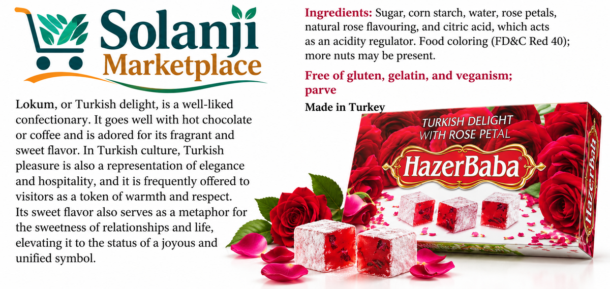 Turkish Delight With Rose Petal (Halal)- Net Wt. 16oz / 454g - One (1) Pack