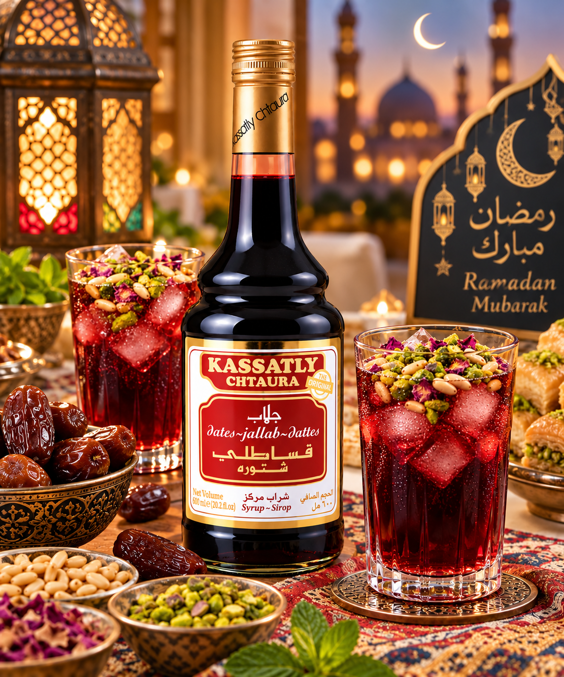 Kassatly Original Jallab Syrup - Date Flavored - 2 Pack - 20 Oz