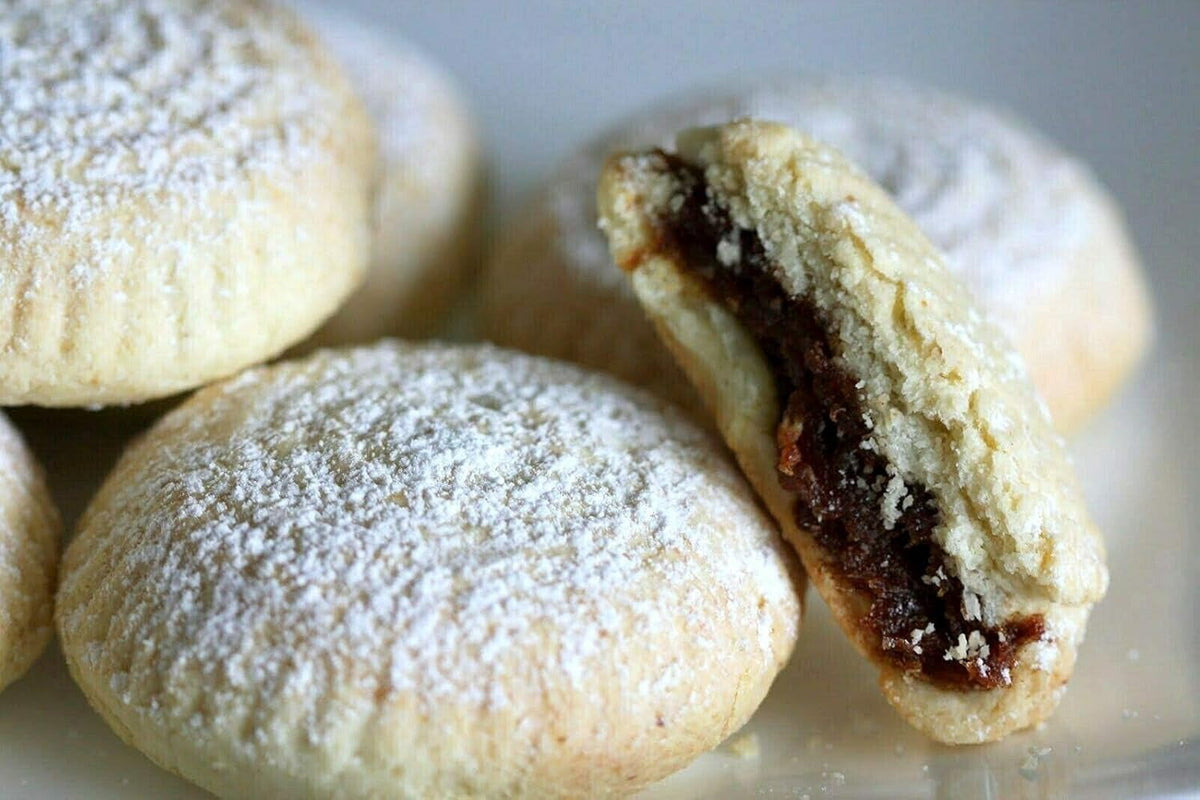 Date Stuffed Maamoul Cookies, Freshly Baked Handmade - 12 Pieces Individually Wrapped