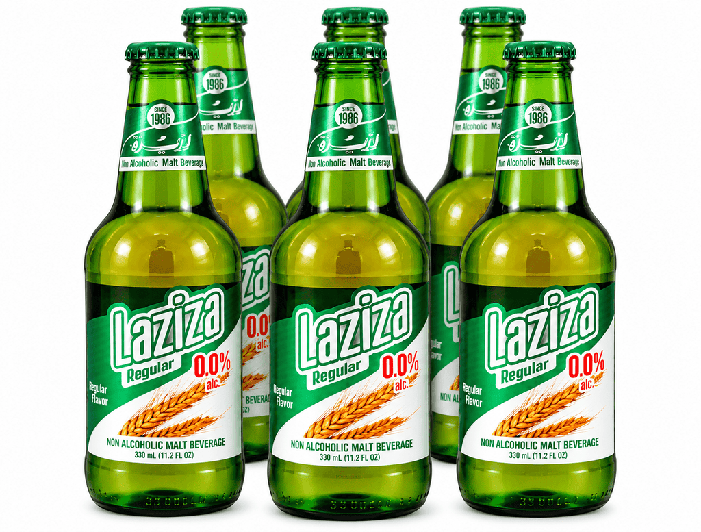 Laziza Regular Malt Beverage, One 6-Pack 11.2 Fl. oz. (330ml) Glass Bottles