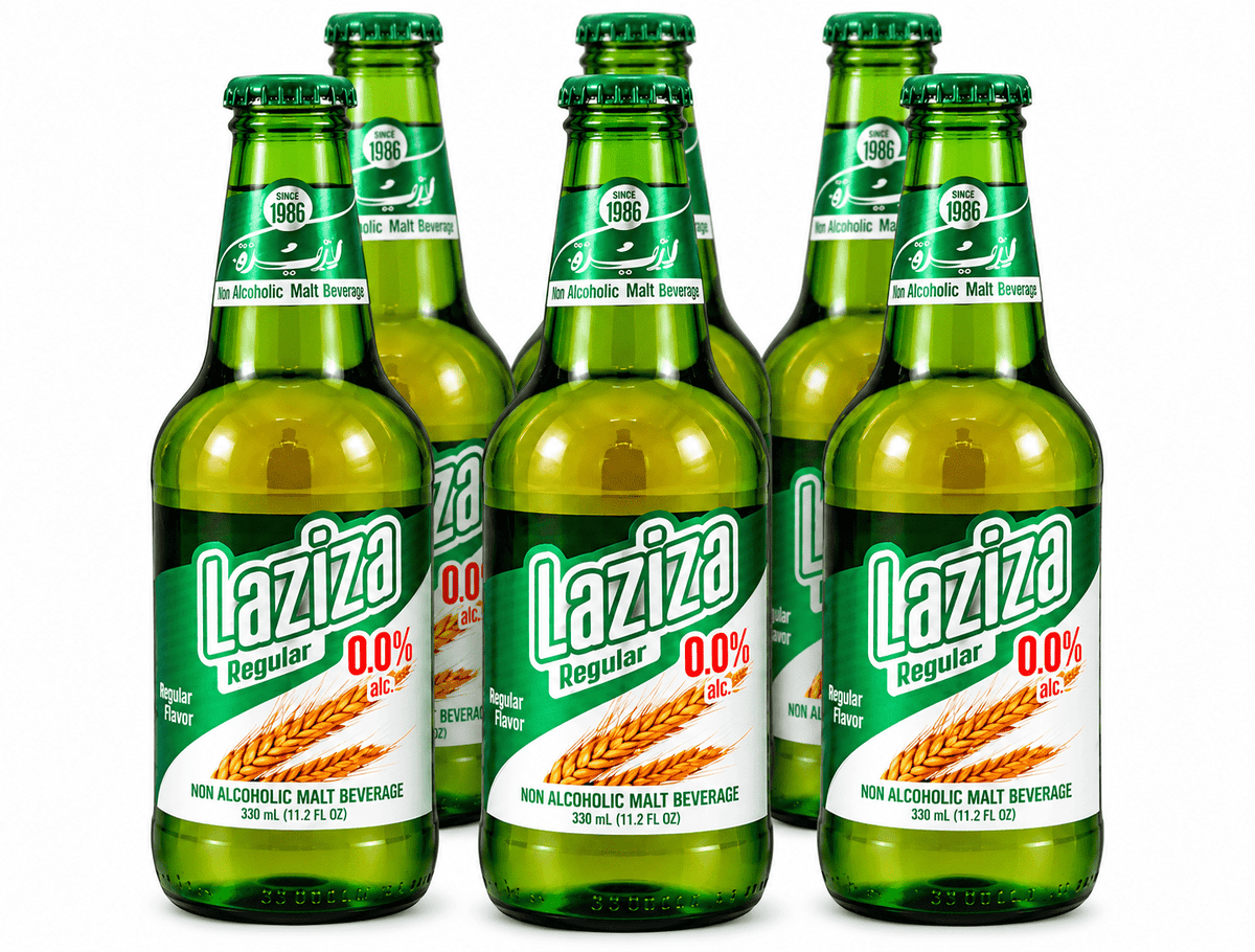 Laziza Regular Malt Beverage, One 6-Pack 11.2 Fl. oz. (330ml) Glass Bottles